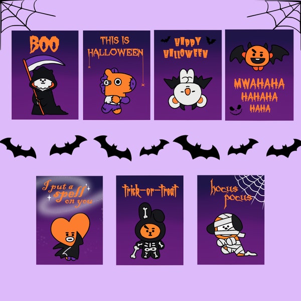 BTS druckbare Halloween-Karten
