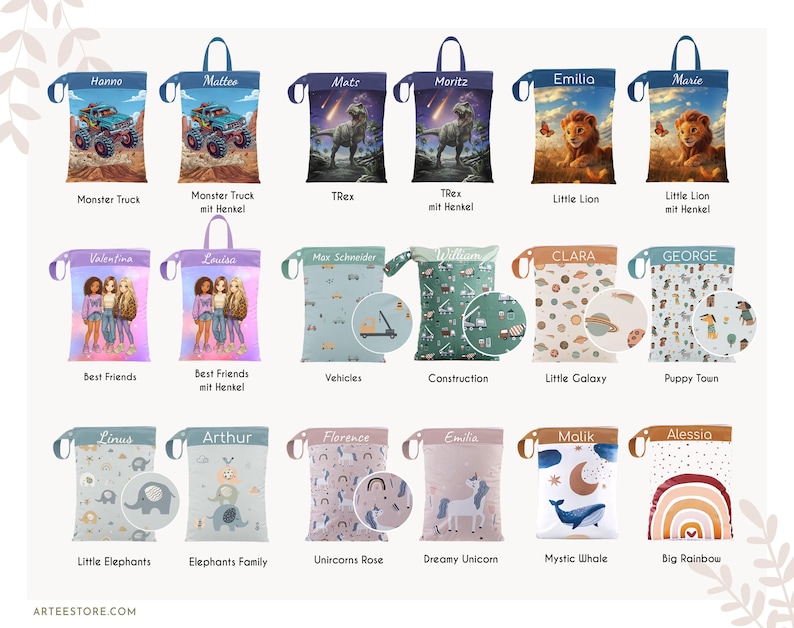 Personalized wet bag/daycare wet bag, waterproof for spare clothes, ideal as a gift for birth, birthday, water-repellent with name image 4