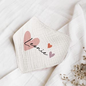 Nombre bufandas bufandas de cuello personalizables hechas de muselina bebé y niño bufandas triangulares paños de eructo algodón babero gasa, imagen, regalo
