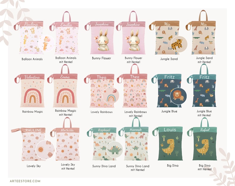 Personalized wet bag/daycare wet bag, waterproof for spare clothes, ideal as a gift for birth, birthday, water-repellent with name image 2