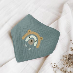Nombre bufandas bufandas de cuello personalizables hechas de muselina bebé y niño bufandas triangulares paños de eructo algodón babero gasa, imagen, regalo