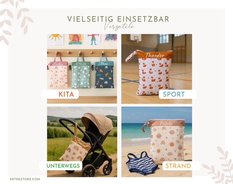 Personalized wet bag/daycare wet bag, waterproof for spare clothes, ideal as a gift for birth, birthday, water-repellent with name image 12