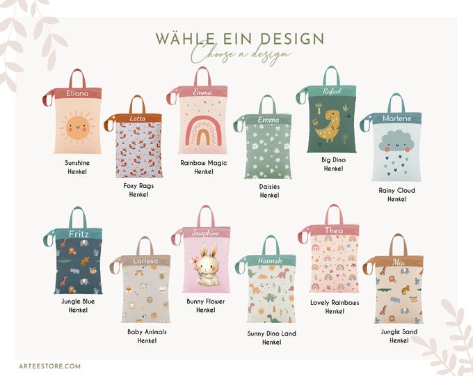Personalized wet bag/daycare wet bag, waterproof for spare clothes, ideal as a gift for birth, birthday, water-repellent with name
