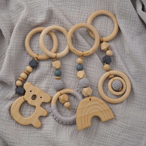 Play Arch Pendant Set Baby Gym Baby Play Trapeze Wooden Mobile Play Arch Gift for Birth Baptism Birthday
