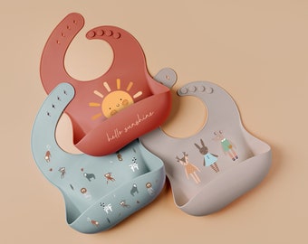 Silikon Lätzchen mit Auffangtasche Baby und Kleinkind OneSize