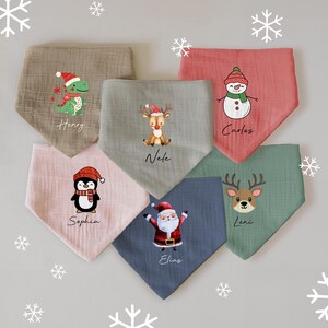 Nombre bufandas bufandas de cuello personalizables hechas de muselina bebé y niño bufandas triangulares paños de eructo algodón babero gasa, imagen, regalo