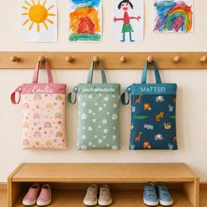 Gepersonaliseerde natte tas/natte tas voor de kinderopvang, waterdicht voor reservekleding, ideaal als geboorte- of verjaardagscadeau, waterafstotend met naam.