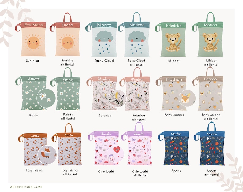 Personalized wet bag/daycare wet bag, waterproof for spare clothes, ideal as a gift for birth, birthday, water-repellent with name image 3