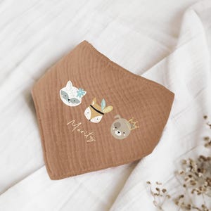 Nombre bufandas bufandas de cuello personalizables hechas de muselina bebé y niño bufandas triangulares paños de eructo algodón babero gasa, imagen, regalo