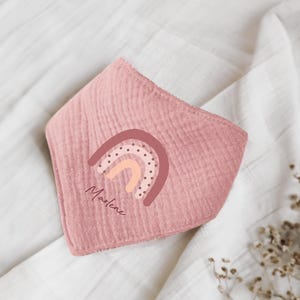 Nombre bufandas bufandas de cuello personalizables hechas de muselina bebé y niño bufandas triangulares paños de eructo algodón babero gasa, imagen, regalo