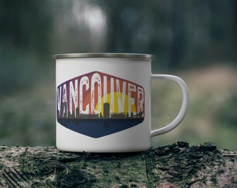 Vancouver Retro Logo Enamel Camping Mug