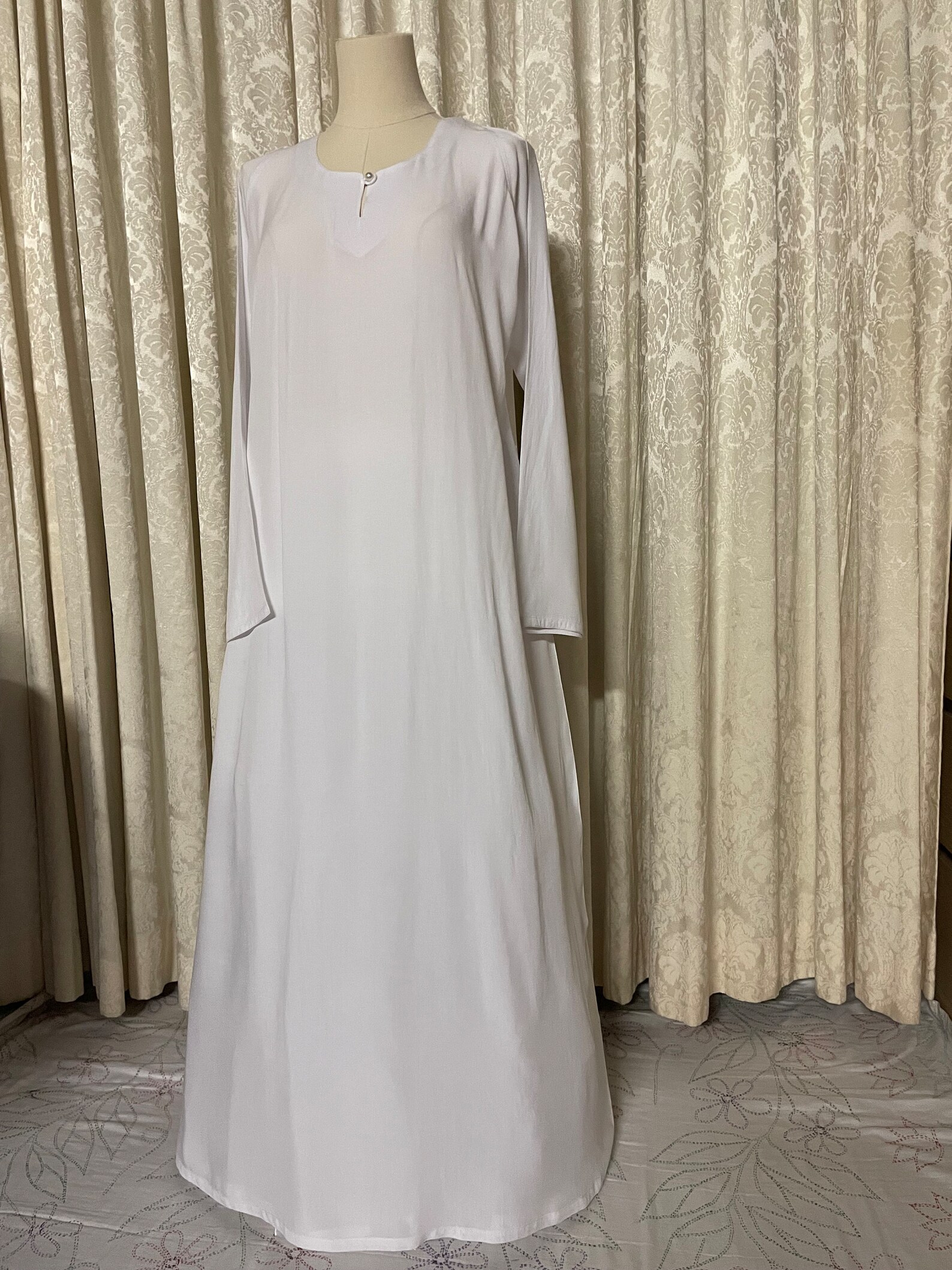 Women Loose Wrap Abaya Kaftan With Tie Waist, Solid Color, Modest Robe