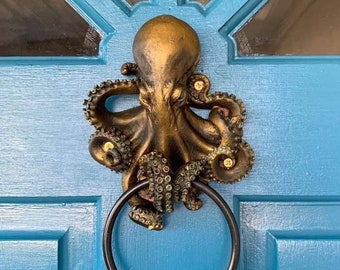 Rustic Octopus Aesthetic Door Knocker, High Quality Metal