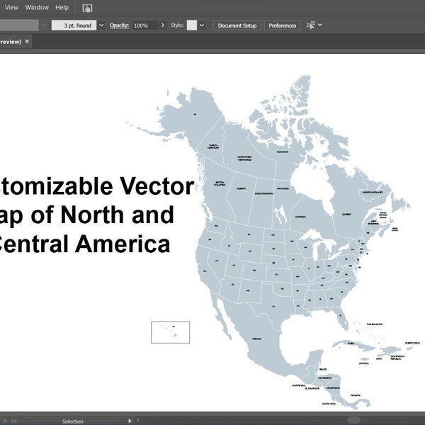 Vector Map of North America and Central America