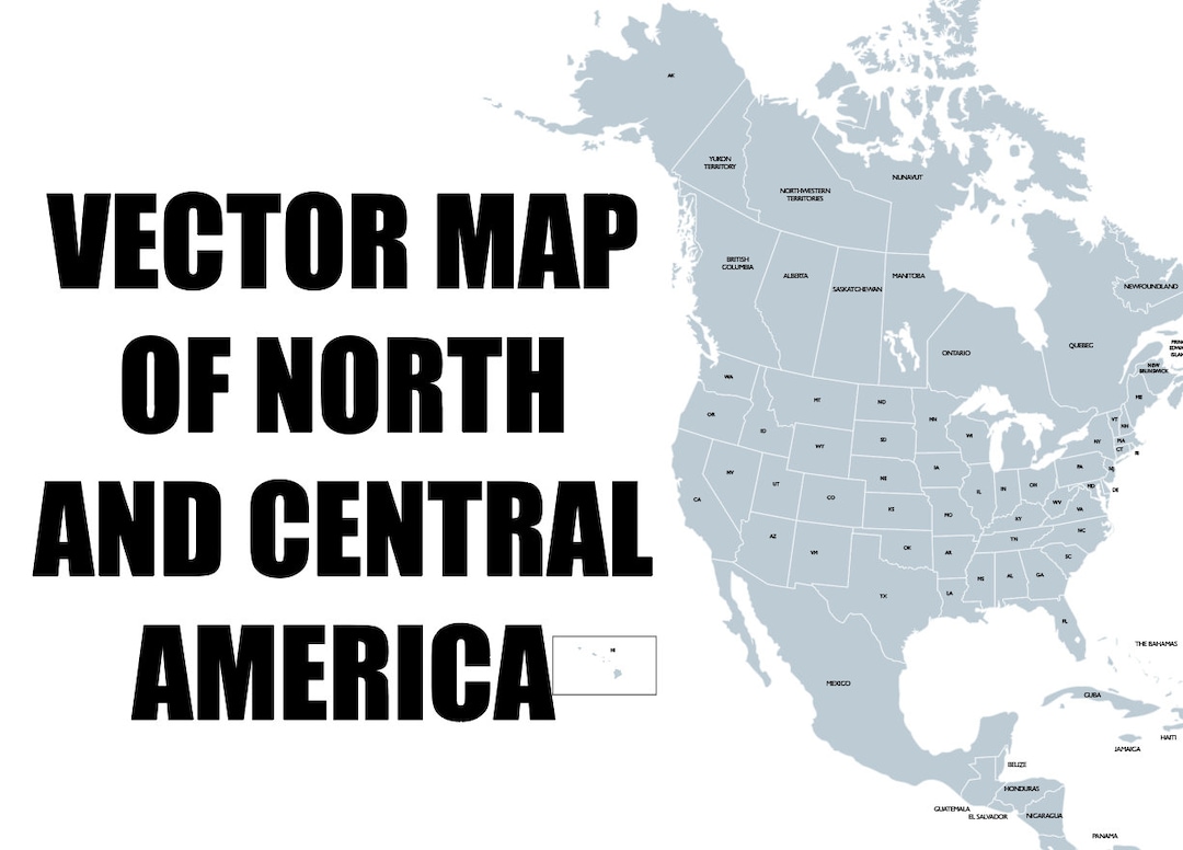 Vector Map of North America and Central America SVG File - Etsy