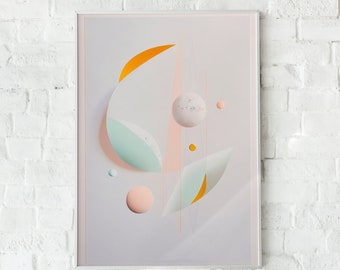 Abstract Watercolor Circles Art Print, Pastel Wall Decor (Digital Download)
