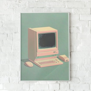 Vintage Computer, Technology, Computer, Windows, Apple, Macintosh, Wall Art, Wall Decor, Pastel, Digital Art Print