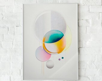 Abstract Watercolor Circles Print, Pastel Wall Art (Digital Download)