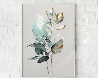 Pastel Botanical Art Print, Foliage Wall Decor (Digital Download)