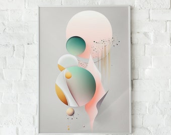 Abstract Watercolor Circles Art Print, Pastel Wall Decor (Digital Download)