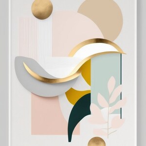 Abstrakt, Aquarell, Kreise, Formen, Wandkunst, Wanddekor, Pastell, Digital Art Print Bild 2