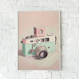 Vintage Camera, Photography, Camera, Wall Art, Wall Decor, Pastel, Digital Art Print