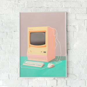 Vintage Computer, Technology, Computer, Windows, Apple, Macintosh, Wall Art, Wall Decor, Pastel, Digital Art Print