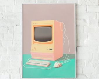 Vintage Computer Pastel Art Print (Digital Download)