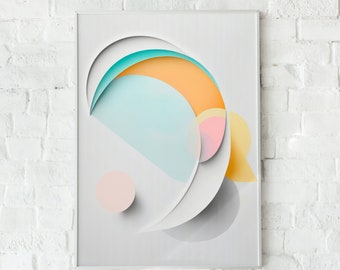 Pastel Watercolor Circles Art Print, Abstract Wall Decor (Digital Download)