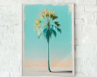 Pastel Palm Tree Print, Beach Coastal Wall Art (Digital Download)