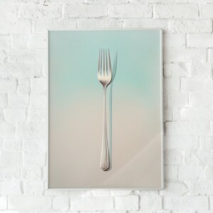 Fork, Silver Fork, Utensils, Kitchen Art, Culinary Art, Wall Art, Wall Decor, Pastel, Digital Art Print
