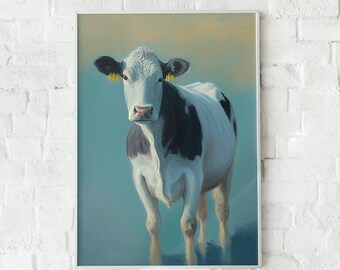 Pastel Cow Print, Black and White Farm Animal Wall Art (Digital Download)