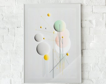 Abstract Watercolor Circles Art Print, Pastel Wall Decor (Digital Download)