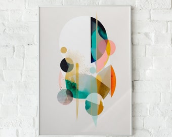 Abstract Watercolor Circles Art Print, Pastel Wall Decor (Digital Download)