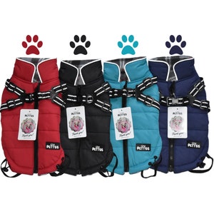 Warm Dog Coat Jacket w/Harness, Waterproof Reflective, Padded, Windproof, Cozy Snow Vest, Perfect for Small Medium Large Dog (Pack of 1)