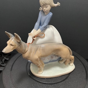 Retired Rare Vintage LLADRO Not So Fast, #1533 Lladro porcelain figurine girl with a dog collectable elegant gift Home decor