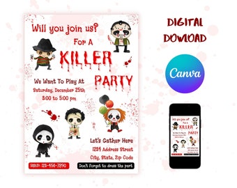 Editable Horror Invitation Template, Horror Invitation, Horror Party Invite, Invitation