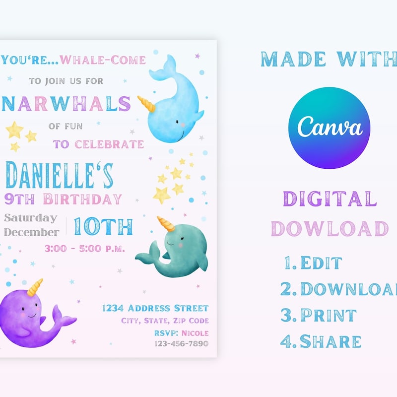 Narwhal Birthday - Etsy