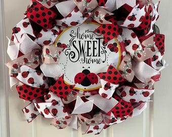 Corona de mariquitas de verano - Decoración casera para la puerta