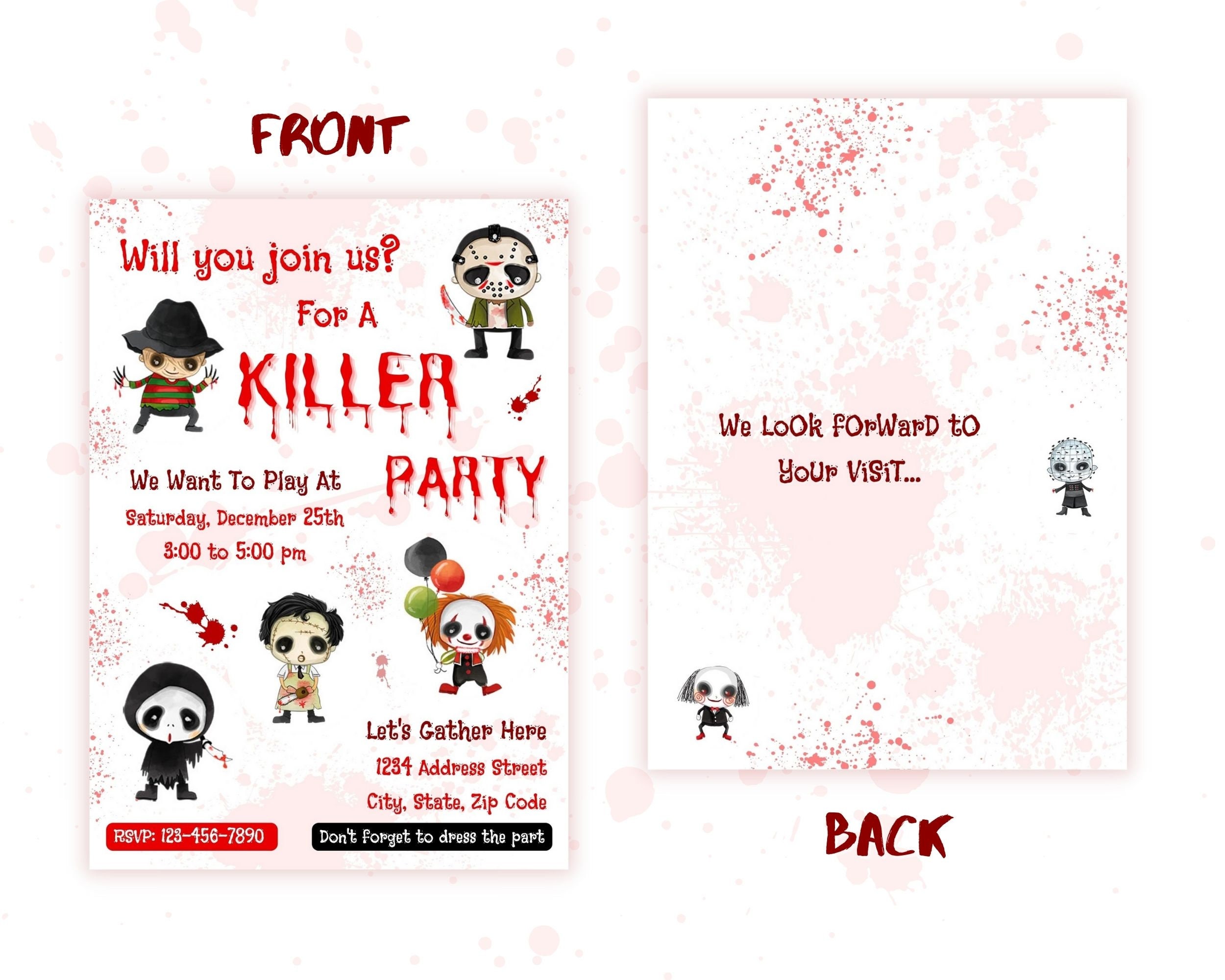 Editable Horror Invitation Template Horror Invitation Horror Etsy