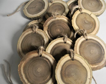 Unique Wood Slices, Hanging Table Numbers, Wooden Circles, Blank Ornaments, Qty 12, 3" Round