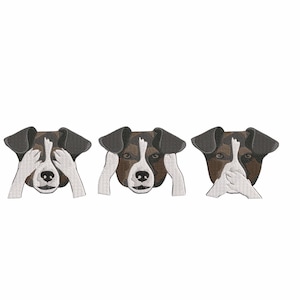 SEE HEAR SPEAK No Evil Dogs  Embroidery Machine Design Pes Hus Dst Jef Exp Vp3 Xxx