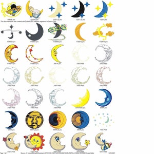 84 MOONS COLLECTION Embroidery Machine Designs Pes Hus Dst Jef Exp Vp3 Xxx