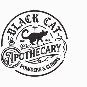 Halloween Black Cat Apothecary Embroidery Machine Design PES HUS JEF Exp Dst Xxx Vp3