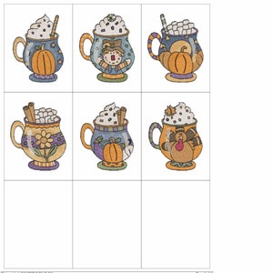 THANKSGIVING MUGS Embroidery Machine Design Pes Hus Dst Jef Exp Vp3 Xxx