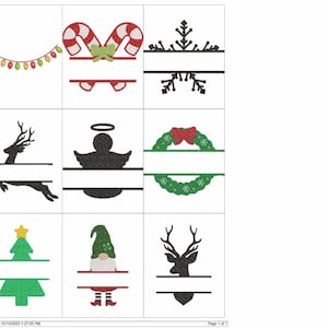 CHRISTMAS SPLIT MONOGRAMS Embroidery Machine Design Pes Jef Hus Dst Exp Vp3 Xxx