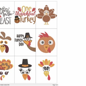 THANKSGIVING TURKEY COLLECTION Embroidery Machine Designs Pes Jef Hus Dst Exp Vp3 Xxx