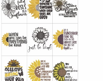 SUNFLOWER QUOTES 02 Embroidery Machine Design PES Jef Hus Dst Exp Vp3 Xxx