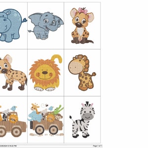 SAFARI ANIMALS Embroidery Machine Design Pes Jef Hus Dst Exp Vp3 Xxx