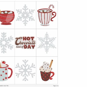 HOT CHOCOLATE And SNOWFLAKES Embroidery Machine Design Pes Jef Hus Dst Exp Vp3 Xxx